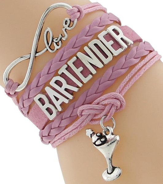 Leather Bracelet "Love Bartender" Wine Charm