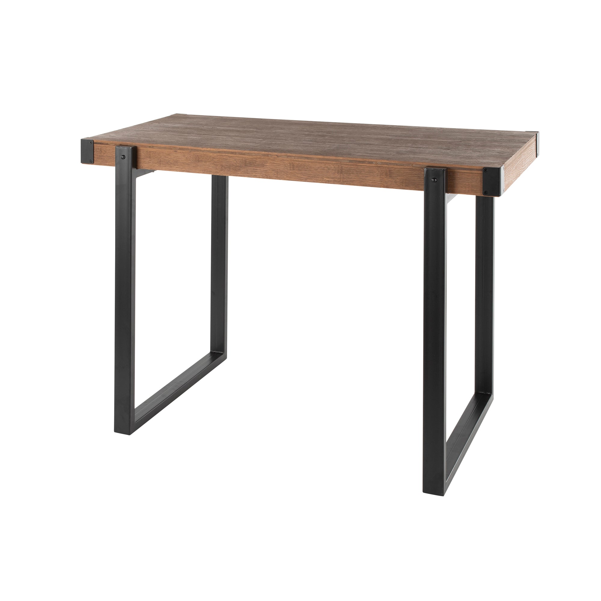 Industrial Counter Height Dining Bar Table Metal and Wood Rustic Edge