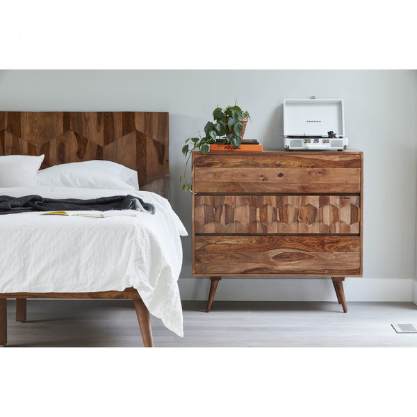 Orianne mid century Sheesham wood Bed - Rustic Edge