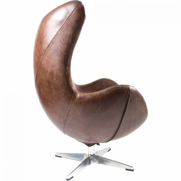 Arnie Club Swivel Chair - Dark Brown Leather - Rustic Edge