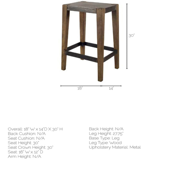 Pamela  Industrial Bar Stool - Rustic Edge