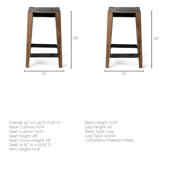 Pamela  Industrial counter stool - Rustic Edge