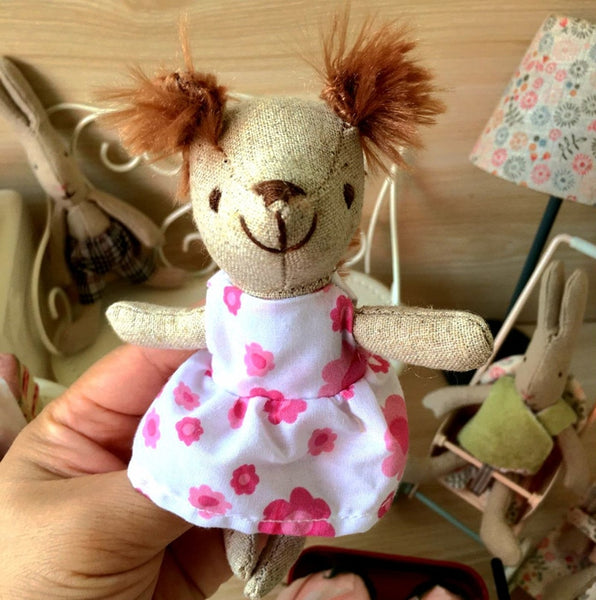Handmade Linen Mouse Linen Rag Doll Whole Mice Family