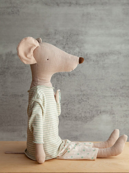 26" Linen Mouse Stuffed Plush Doll wearing Pajamas