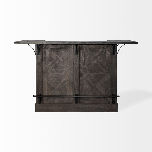 Shore Dark Wood Kitchen Island with Bar Top - Rustic Edge