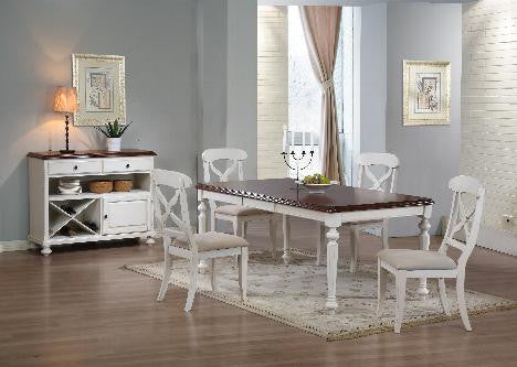 Shrew Farmhouse Collection Antique White/Chestnut Table/Dining Set