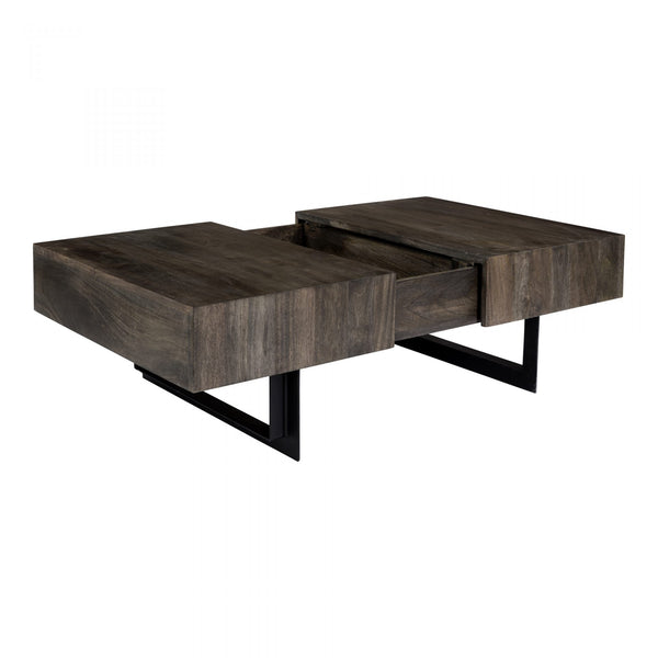 Tibo Square Industrial Contemporary Storage Coffee Table - Rustic Edge