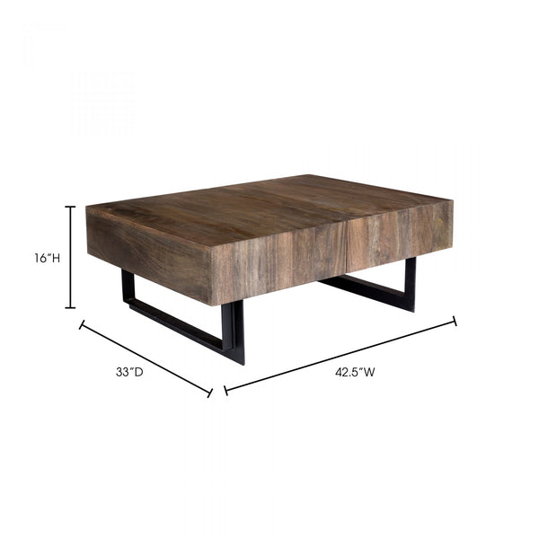 Tibo Square Industrial Contemporary Storage Coffee Table - Rustic Edge