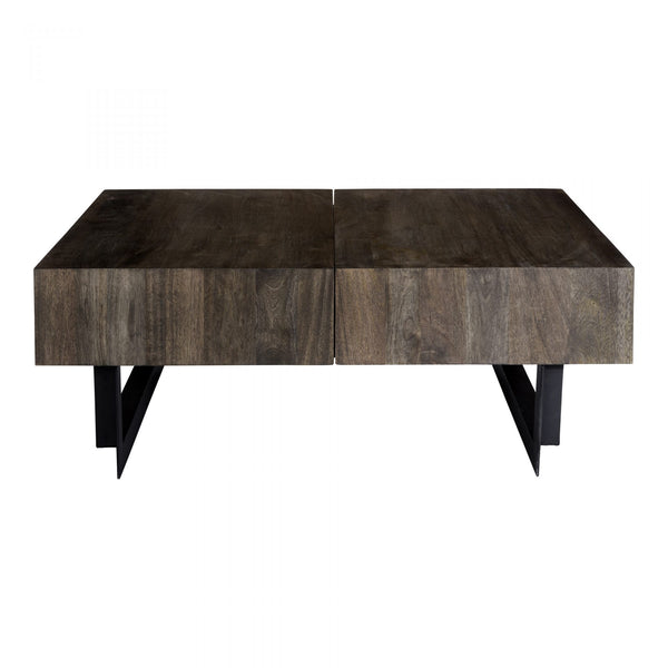 Tibo Square Industrial Contemporary Storage Coffee Table - Rustic Edge