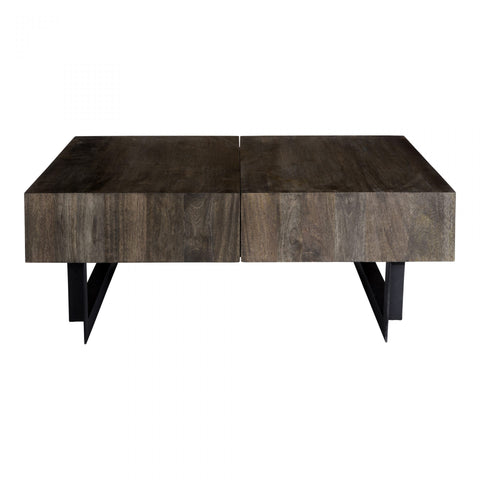 Tibo Square Industrial Contemporary Storage Coffee Table - Rustic Edge