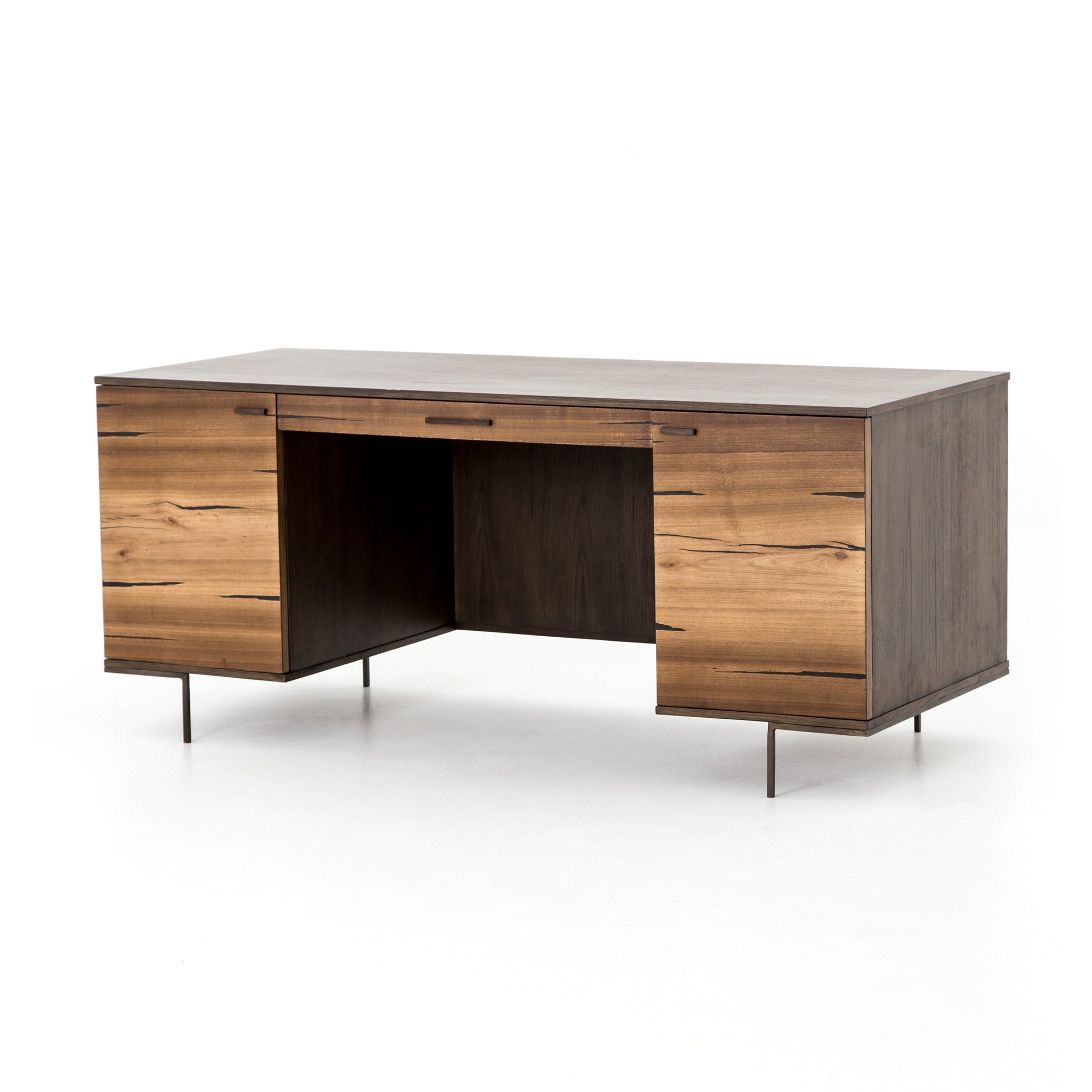 Axel Desk Yukas Wood Modern Executive Office Desk - Rustic Edge