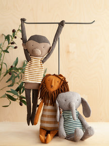 Handmade Linen Plush Toy Jungle Animals Monkey Lion Elephant