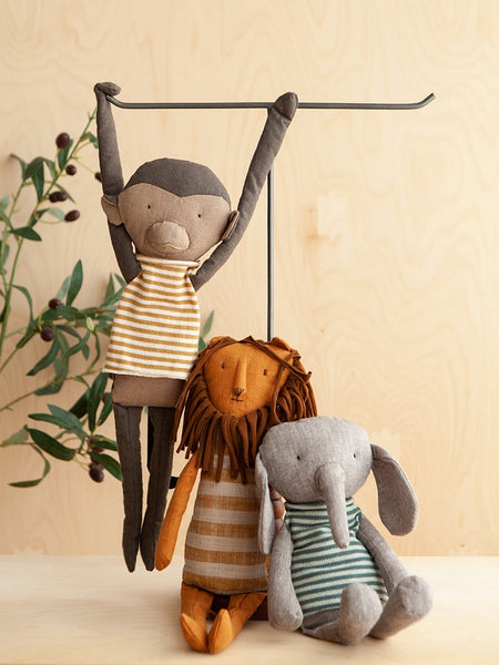 Handmade Linen Plush Toy Jungle Animals Monkey Lion Elephant