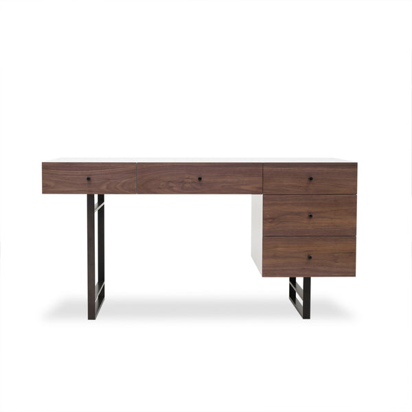 Estevan Industrial Modern Desk - White/Walnut - Rustic Edge