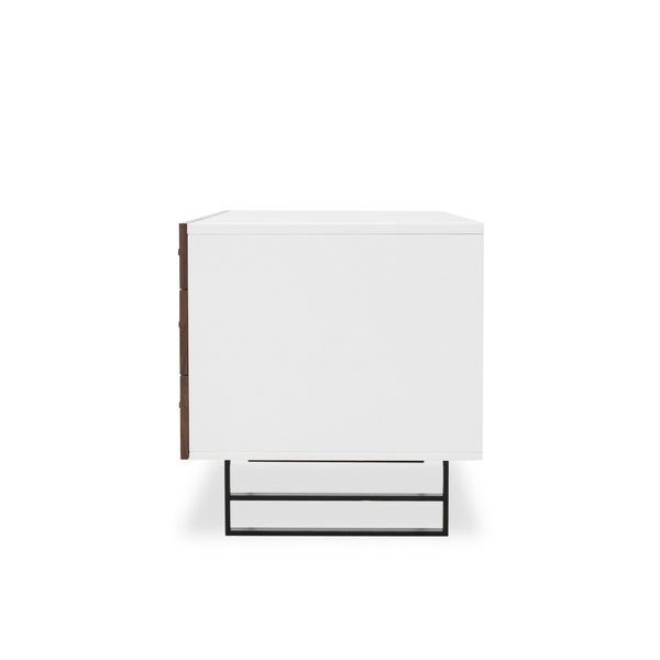 Estevan Industrial Modern Desk - White/Walnut - Rustic Edge
