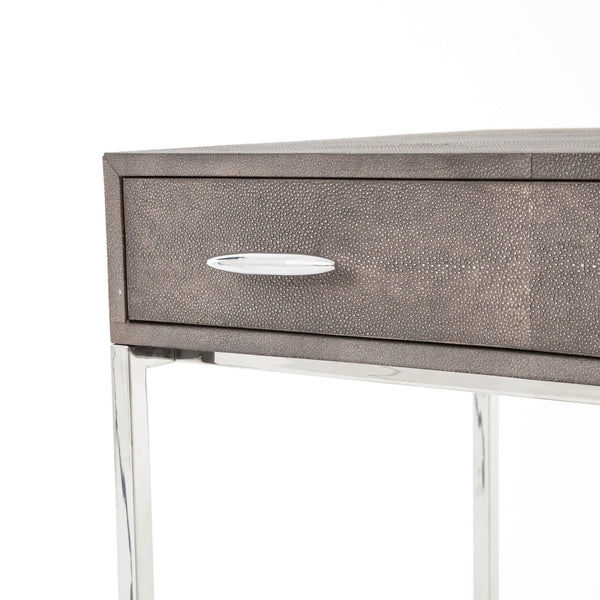 Royden Modern Shagreen Desk with Stainless Steel Legs - Rustic Edge