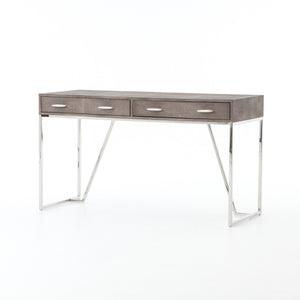 Royden Modern Shagreen Desk with Stainless Steel Legs - Rustic Edge