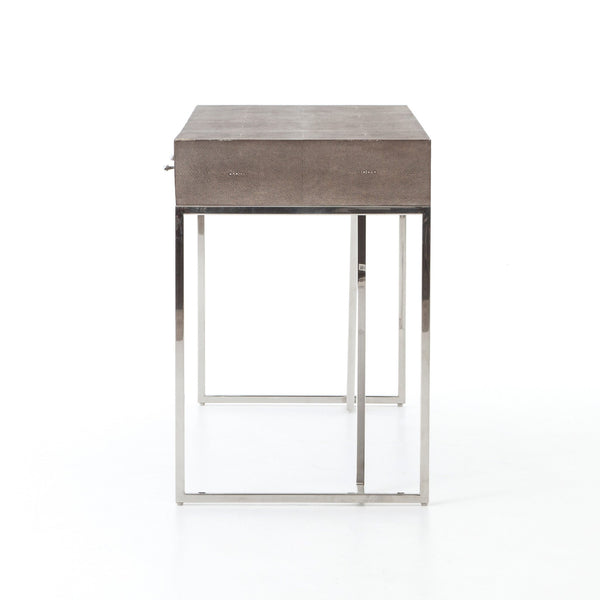 Royden Modern Shagreen Desk with Stainless Steel Legs - Rustic Edge