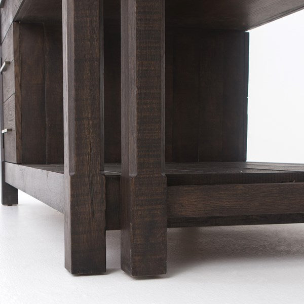 Netta Kitchen Island - Distressed Black Oak w/ Concrete Top