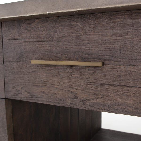 Netta Kitchen Island - Distressed Black Oak w/ Concrete Top