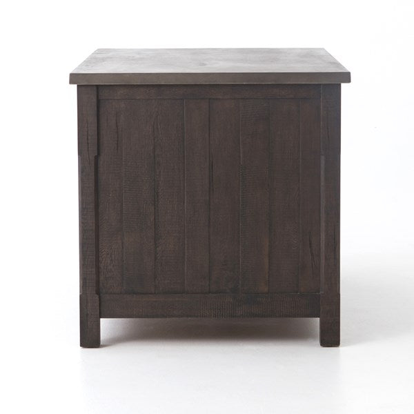 Netta Kitchen Island - Distressed Black Oak w/ Concrete Top