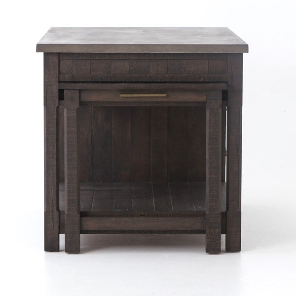 Netta Kitchen Island - Distressed Black Oak w/ Concrete Top