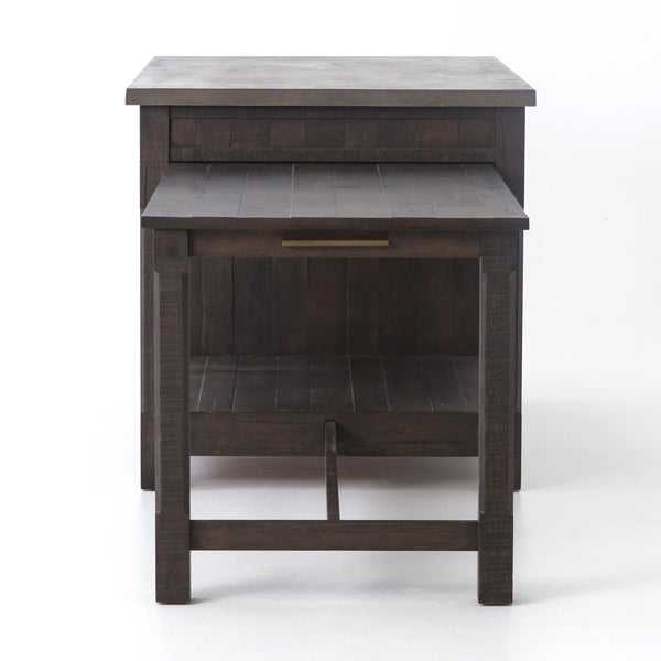 Netta Kitchen Island - Distressed Black Oak w/ Concrete Top