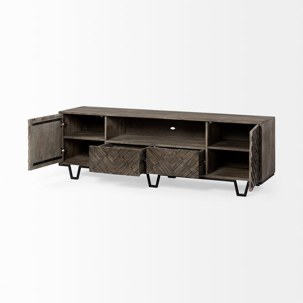 Warren Wood and Metal TV Stand Media Console with Storage - Rustic Edge