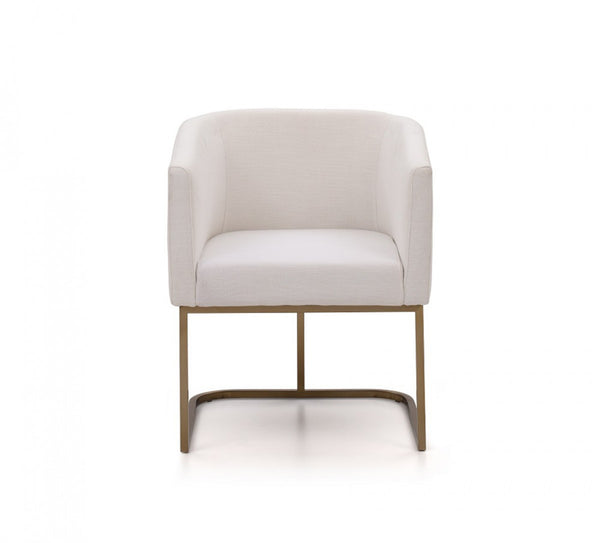 Adira White Antique Brass Club Chair - Rustic Edge