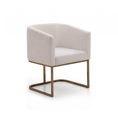 Adira White Antique Brass Club Chair - Rustic Edge