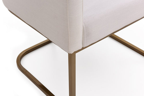 Adira White Antique Brass Club Chair - Rustic Edge