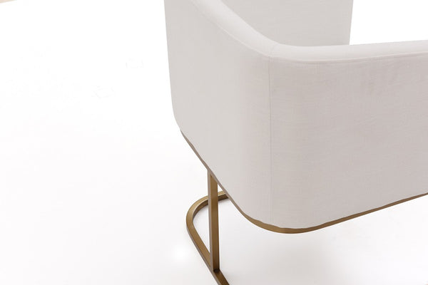 Adira White Antique Brass Club Chair - Rustic Edge