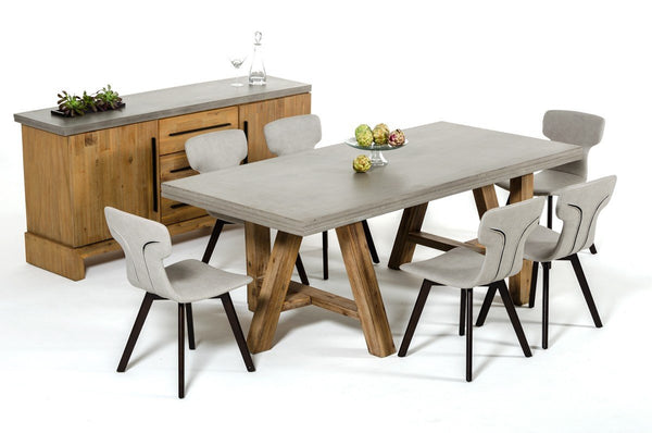 Vivian 83" Concrete & Wood Dining Table -  Rustic Edge