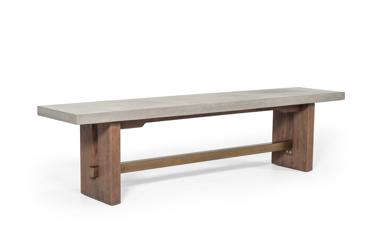 Amelia Concrete & Acacia Wood Dining Bench