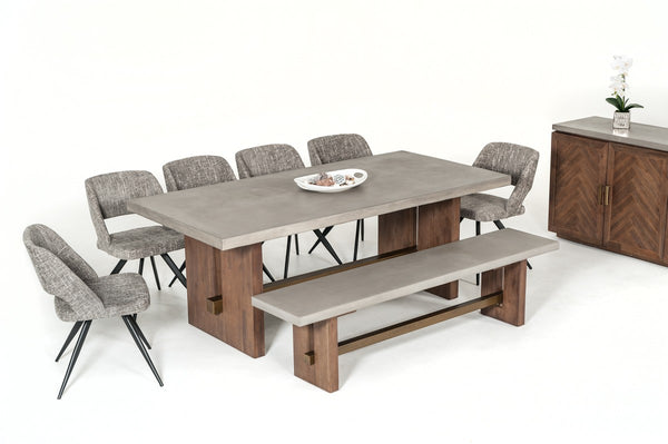 Amelia Concrete & Acacia Dining Table - Rustic Edge