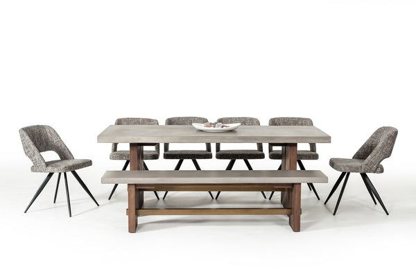 Amelia Concrete & Acacia Dining Table - Rustic Edge