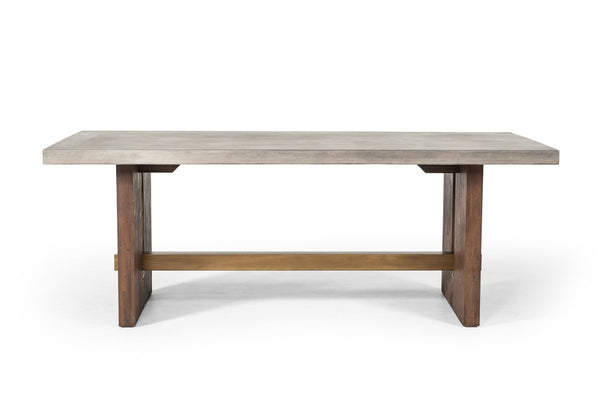 Amelia Concrete & Acacia Dining Table - Rustic Edge