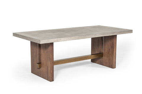 Amelia Concrete & Acacia Dining Table - Rustic Edge