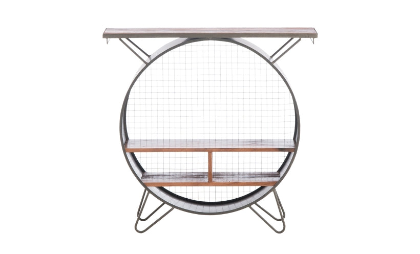 Kalalou Round Metal Console Cubby Bar Cabinet CQ6835