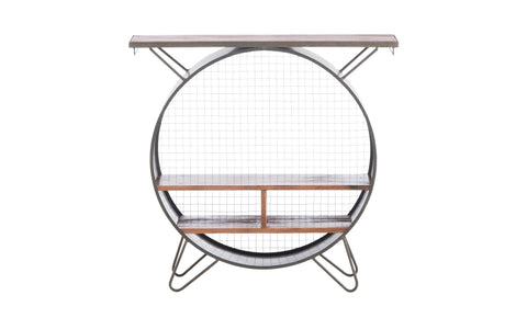 Kalalou Round Metal Console Cubby Bar Cabinet CQ6835