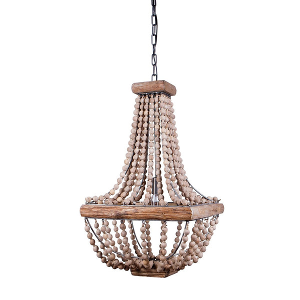 Jimney Nautical Metal and Wooden Beaded Chandelier