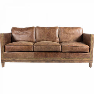 Darick Brown Leather Sofa - Rustic Edge