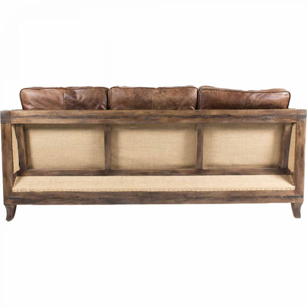 Darick Brown Leather Sofa - Rustic Edge