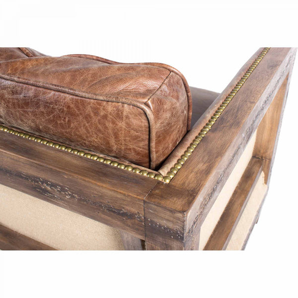 Darick Brown Leather Sofa - Rustic Edge
