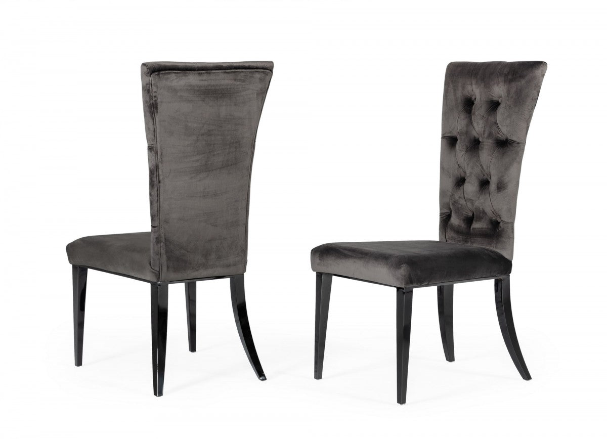 Leighard Grey Tufted Velvet Dining Chairs - Set of 2