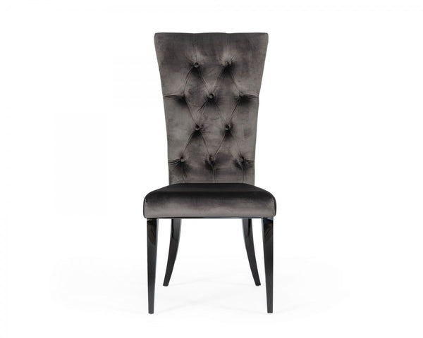 Leighard Grey Tufted Velvet Dining Chairs - Set of 2
