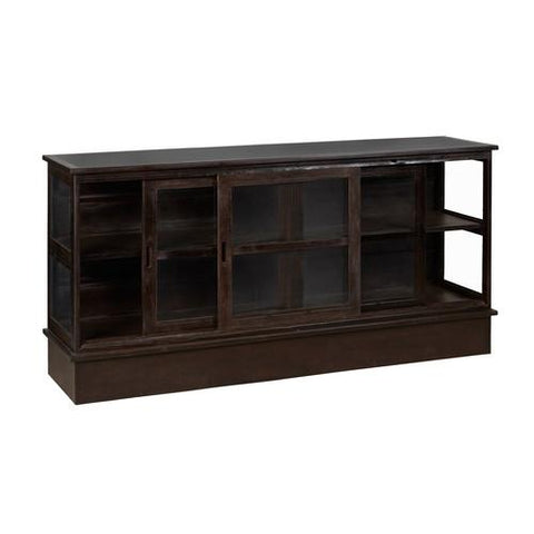 Morven Metal Media Cabinet with Sliding Doors - Rustic Edge