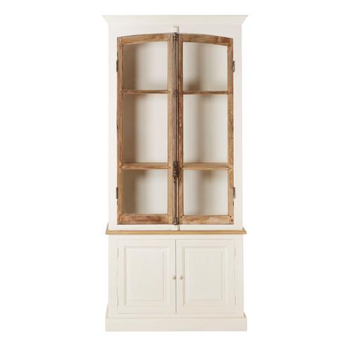 Lisbet 2 door Antique White French Country Bakery Cabinet - Rustic edge