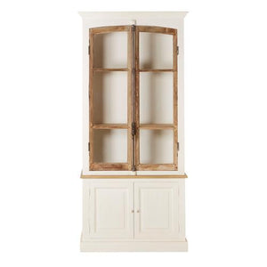 Lisbet 2 door Antique White French Country Bakery Cabinet - Rustic edge
