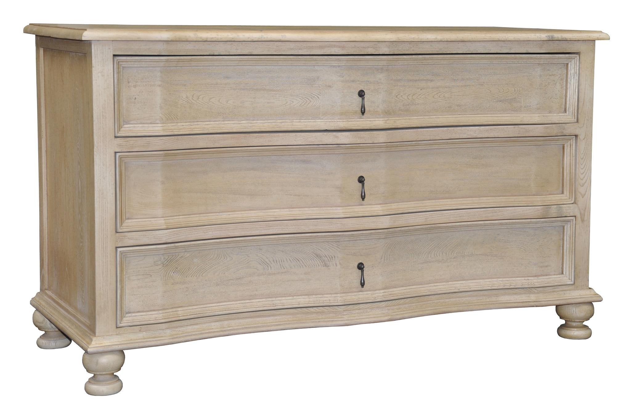 Kasen Curved Front 3 Drawer Chest, Vintage Grey - Rustic Edge